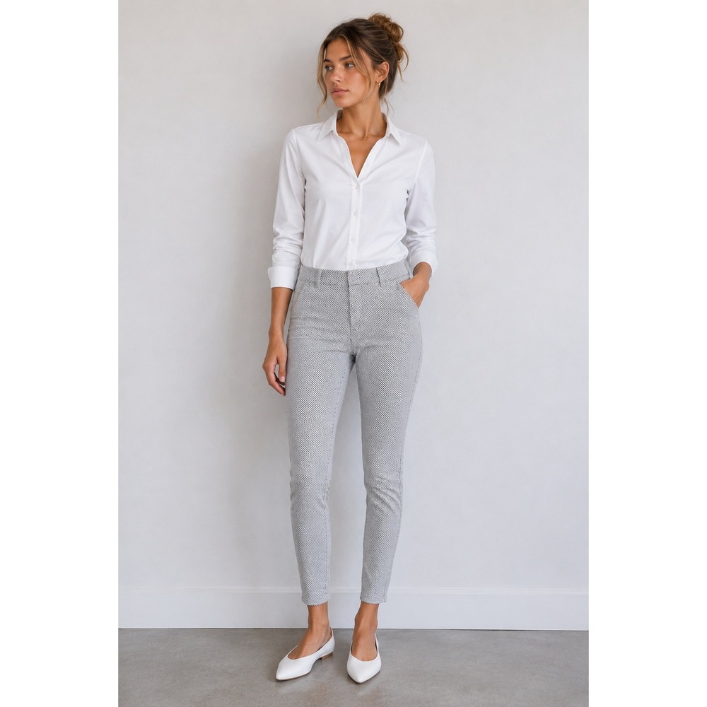 Banana Republic Sloan Fit Petite 0P Gray White Geometric Ankle Dress Pants‎